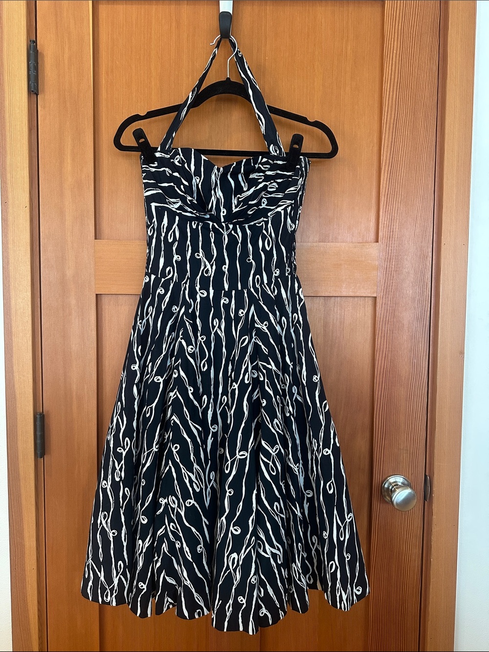 Strapless/Halter Black Patterned Dress